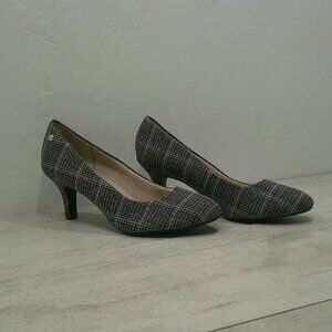 Life Stride Sexy Retro Styled Classic Gray Houndstooth Parigi Pump Heels Size 8M